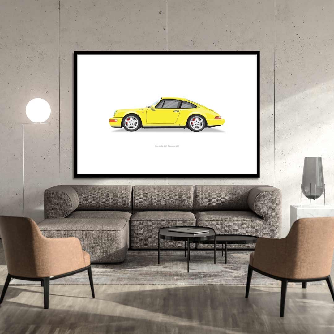 Porsche 911 Carrera RS - Car Illustration, Handmade Artwork Print, Wall Art, Poster
