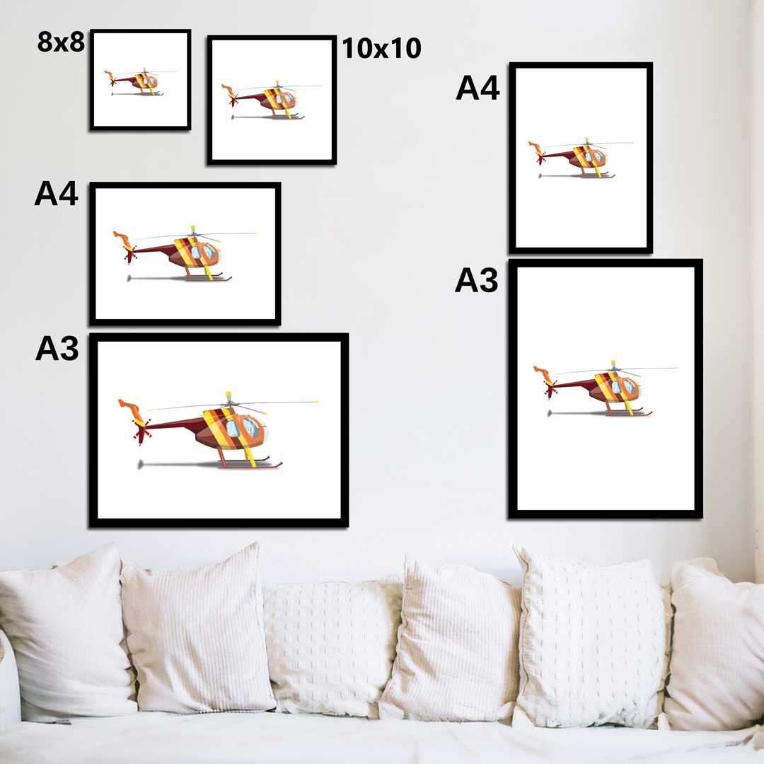 Magnum PI Helicopter Hughes 369D Island Hopper Helicopter Illustration, Custom Poster, Helicopter Art, Vehicle Artwork