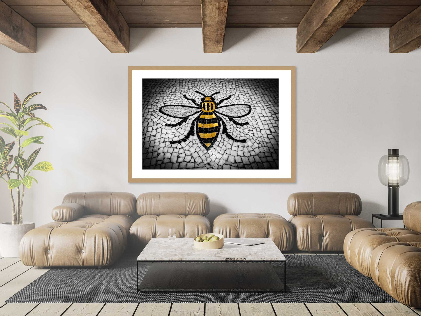 Manchester Worker Bee Mosaic Mancunian Fine Art Print, Manchester Town Hall Iconic Symbol, A4, A3, A2