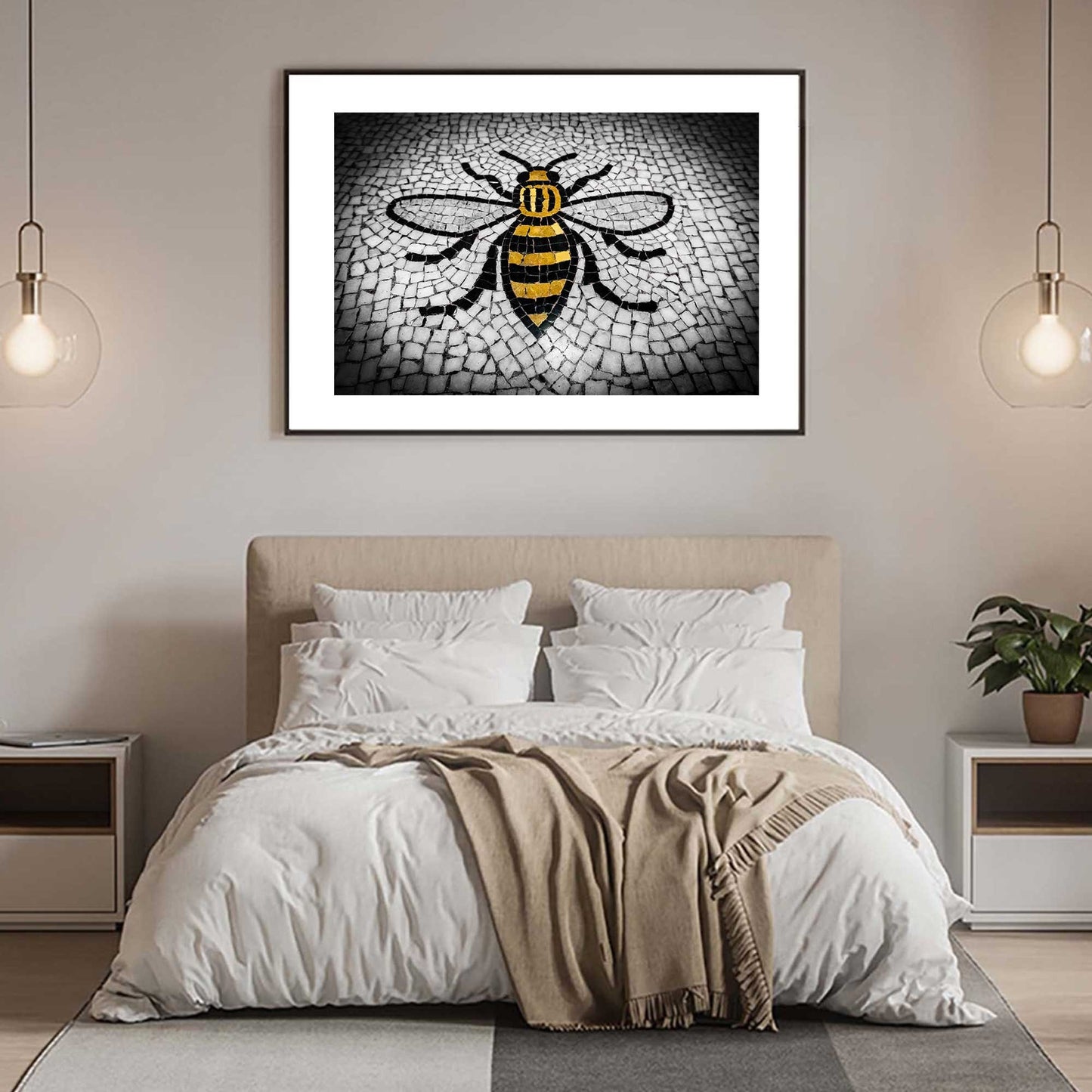 Manchester Worker Bee Mosaic Mancunian Fine Art Print, Manchester Town Hall Iconic Symbol, A4, A3, A2