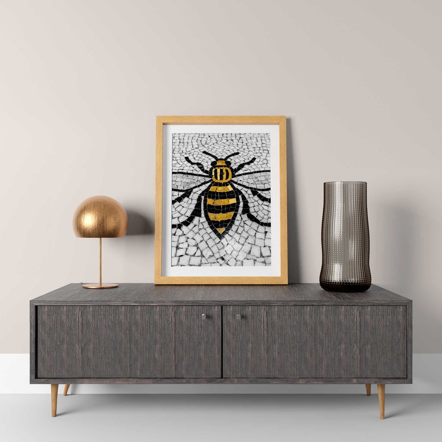 Manchester Worker Bee Mosaic Mancunian Fine Art Print, Manchester Town Hall Iconic Symbol, A4, A3, A2