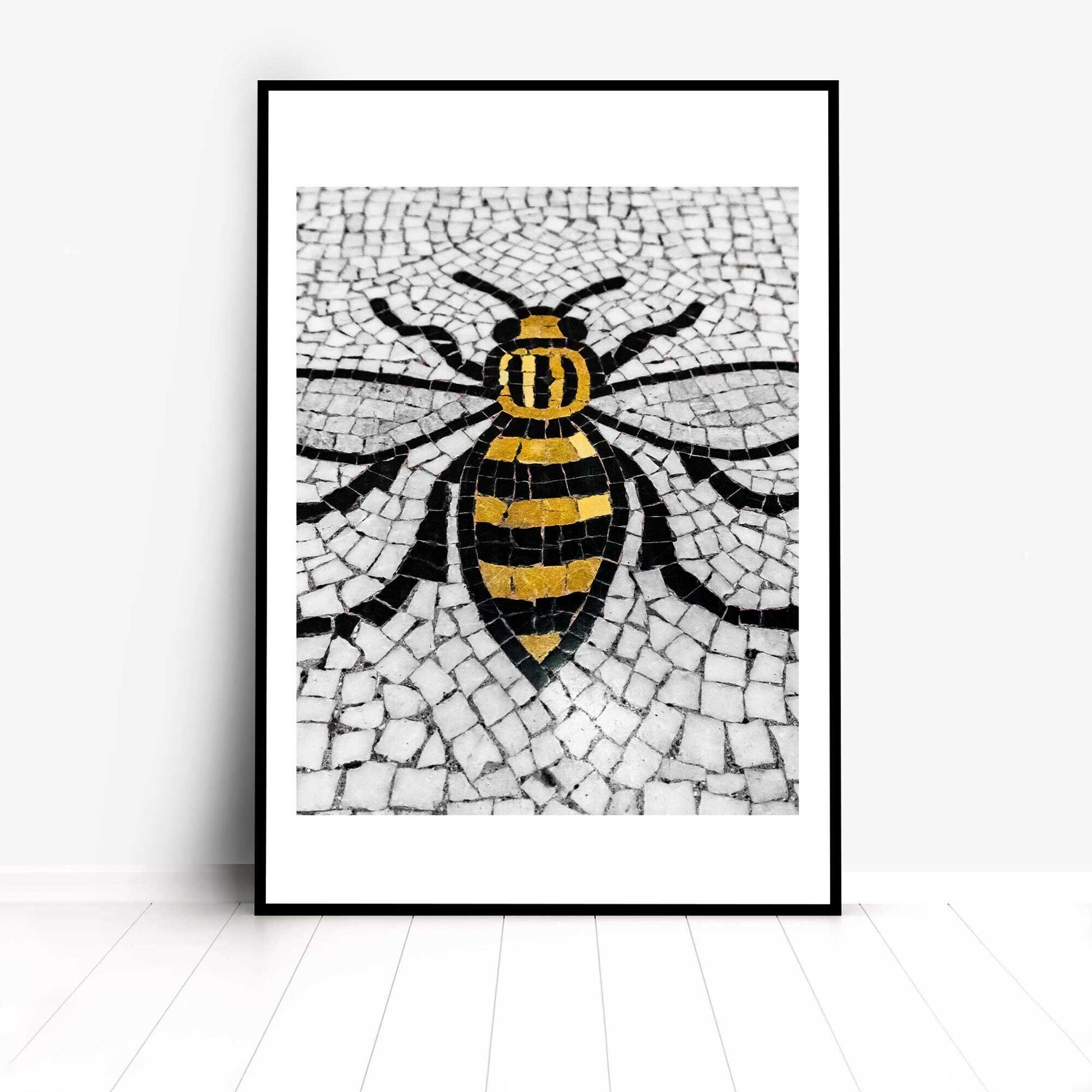 Manchester Worker Bee Mosaic Mancunian Fine Art Print, Manchester Town Hall Iconic Symbol, A4, A3, A2