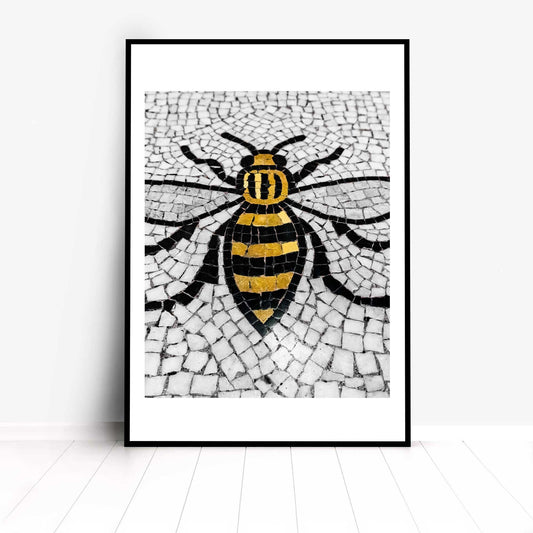 Manchester Worker Bee Mosaic Mancunian Fine Art Print, Manchester Town Hall Iconic Symbol, A4, A3, A2