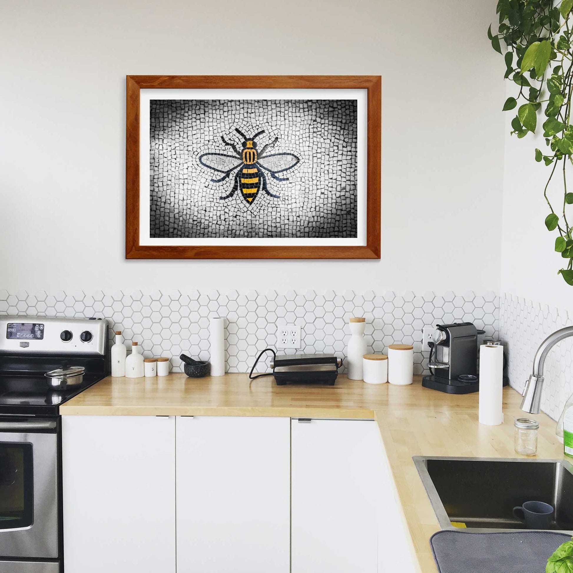Manchester Worker Bee Mosaic Mancunian Fine Art Print, Manchester Town Hall Iconic Symbol, A4, A3, A2