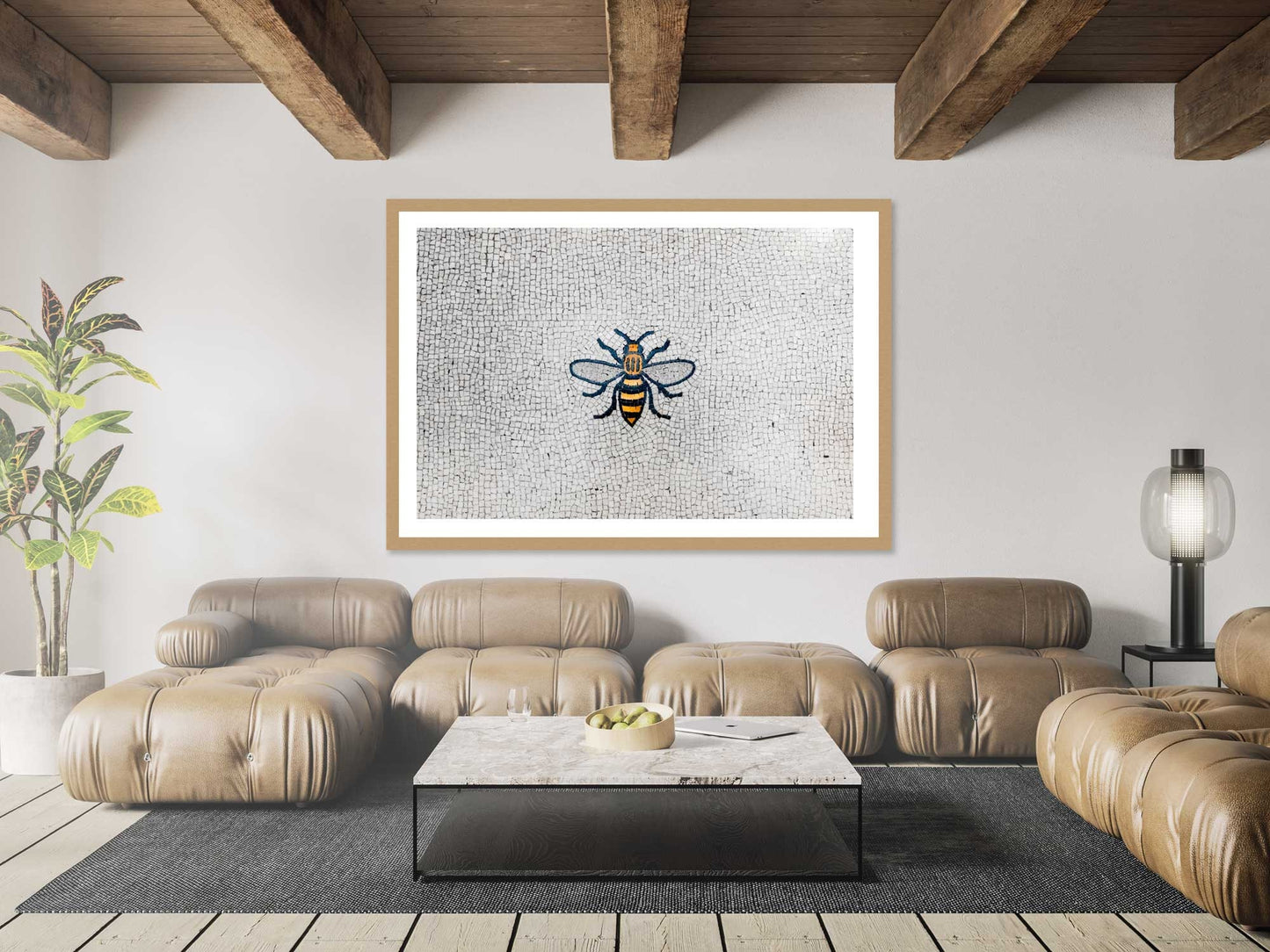 Manchester Worker Bee Mosaic Mancunian Fine Art Print, Manchester Town Hall Iconic Symbol, A4, A3, A2