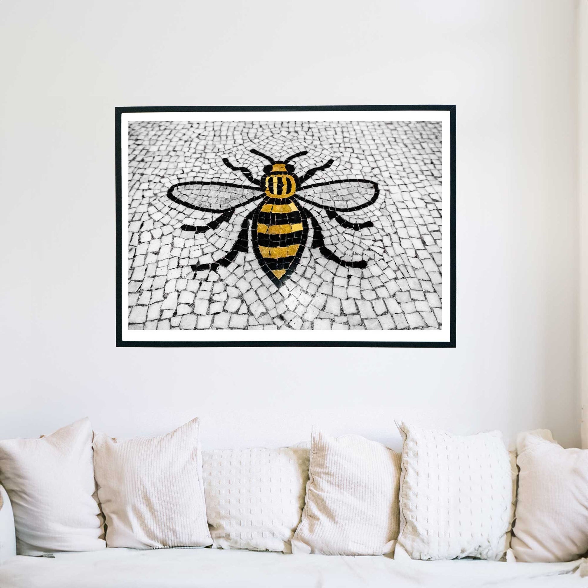 Manchester Worker Bee Mosaic Mancunian Fine Art Print, Manchester Town Hall Iconic Symbol, A4, A3, A2