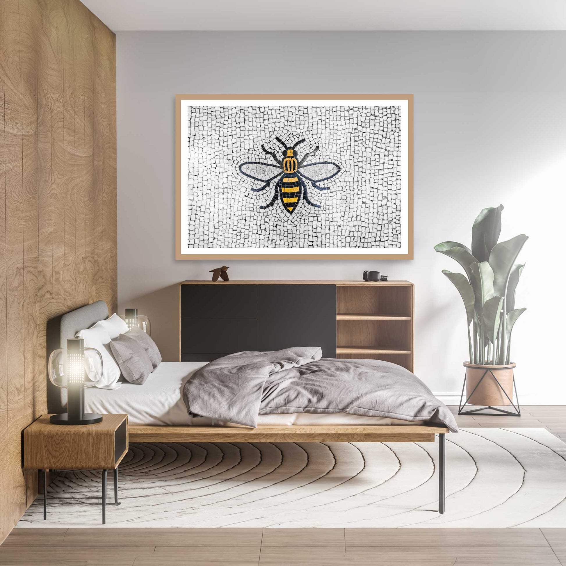Manchester Worker Bee Mosaic Mancunian Fine Art Print, Manchester Town Hall Iconic Symbol, A4, A3, A2