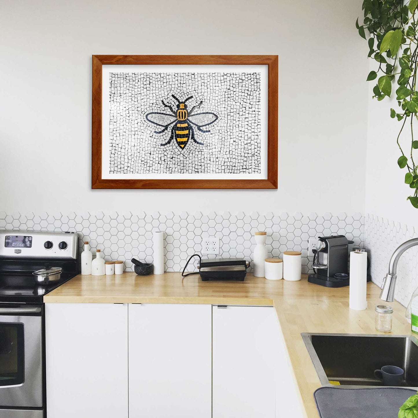 Manchester Worker Bee Mosaic Mancunian Fine Art Print, Manchester Town Hall Iconic Symbol, A4, A3, A2