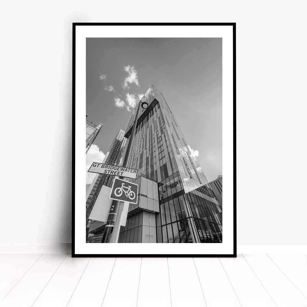 Black and White Manchester Beetham Skyscraper Tower, Urban Industrial Architecture Print, Print Art, Contemporary, Modern Photography