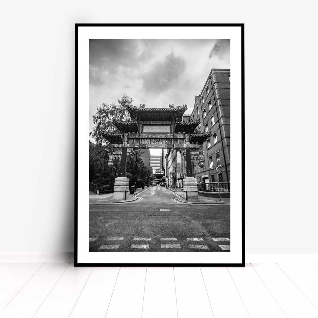 Black and White Manchester Urban Industrial Architecture Print, Contemporary Modern Photography, China Town, Wall Decor, Living Room Art