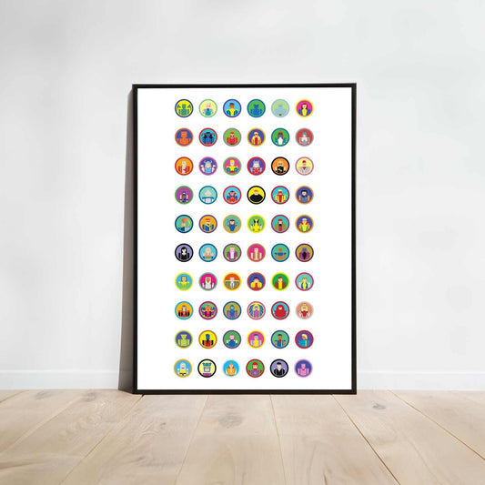 Minimalist X-men Head Icons Illustration, Custom Poster Art, Marvel Superhero Printable Wall Art