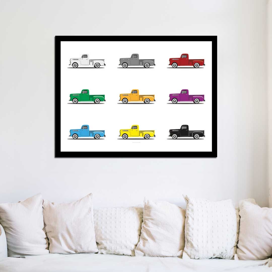 Custom Car Poster, American Hot Rod, Car Portrait, 1952 Ford F100 Pickup Car Illustration, Car Art, Digital Vehicle Print