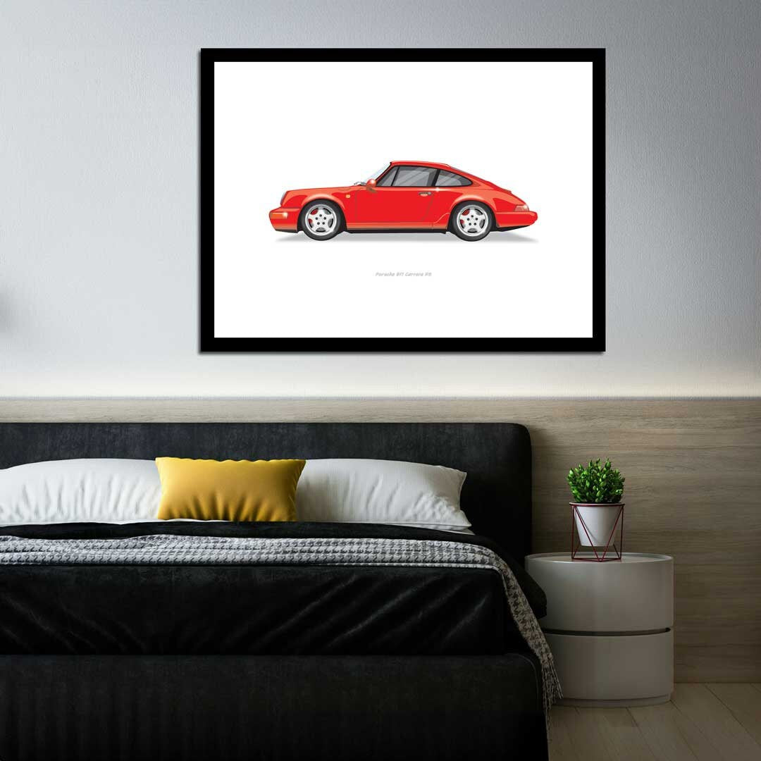 Porsche 911 Carrera RS - Car Illustration, Handmade Artwork Print, Wall Art, Poster