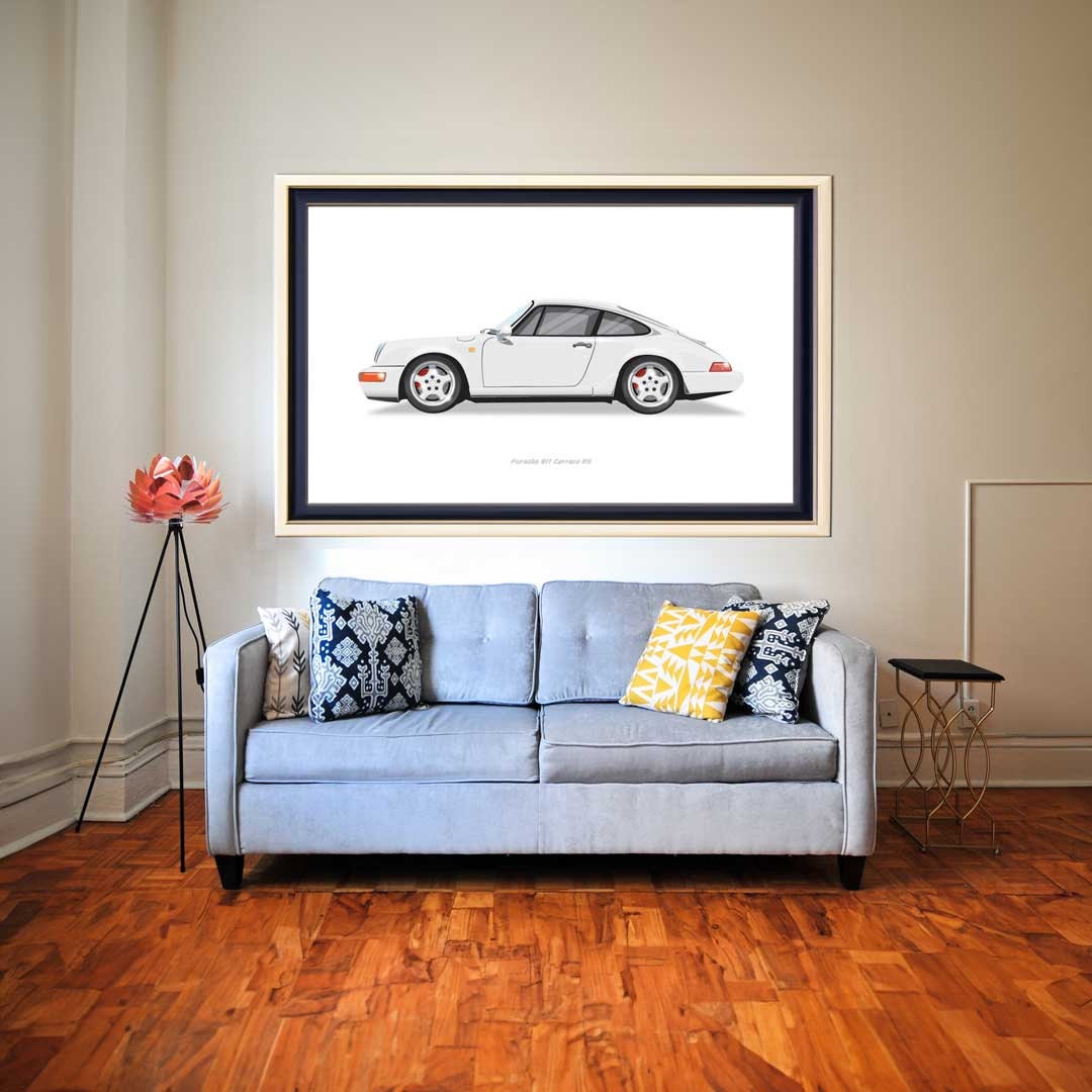 Porsche 911 Carrera RS - Car Illustration, Handmade Artwork Print, Wall Art, Poster