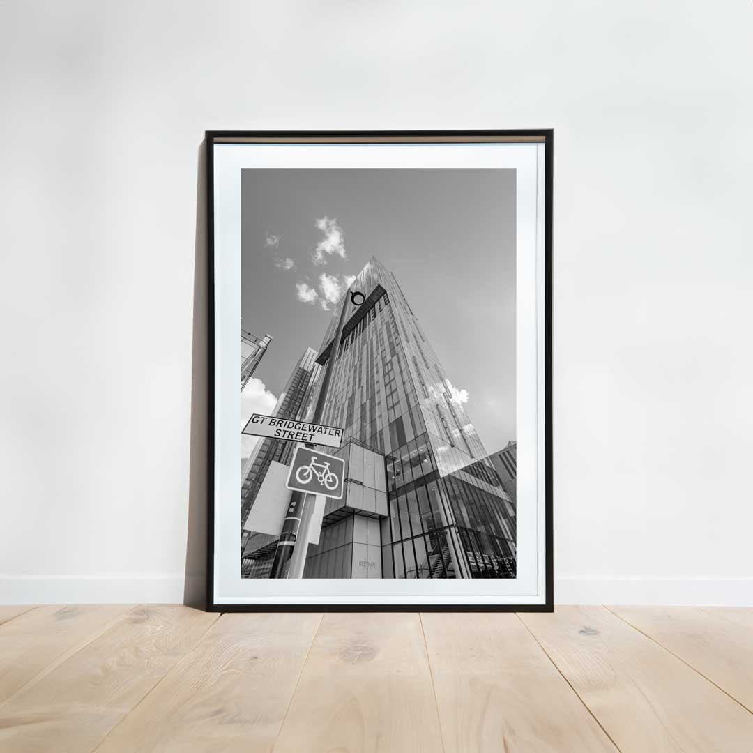 Black and White Manchester Beetham Skyscraper Tower, Urban Industrial Architecture Print, Print Art, Contemporary, Modern Photography