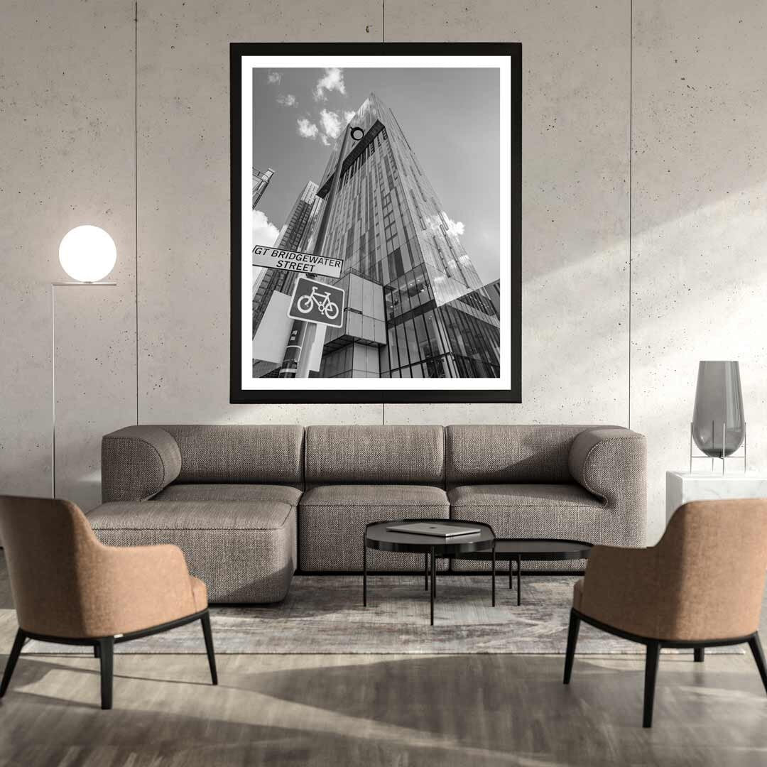 Black and White Manchester Beetham Skyscraper Tower, Urban Industrial Architecture Print, Print Art, Contemporary, Modern Photography
