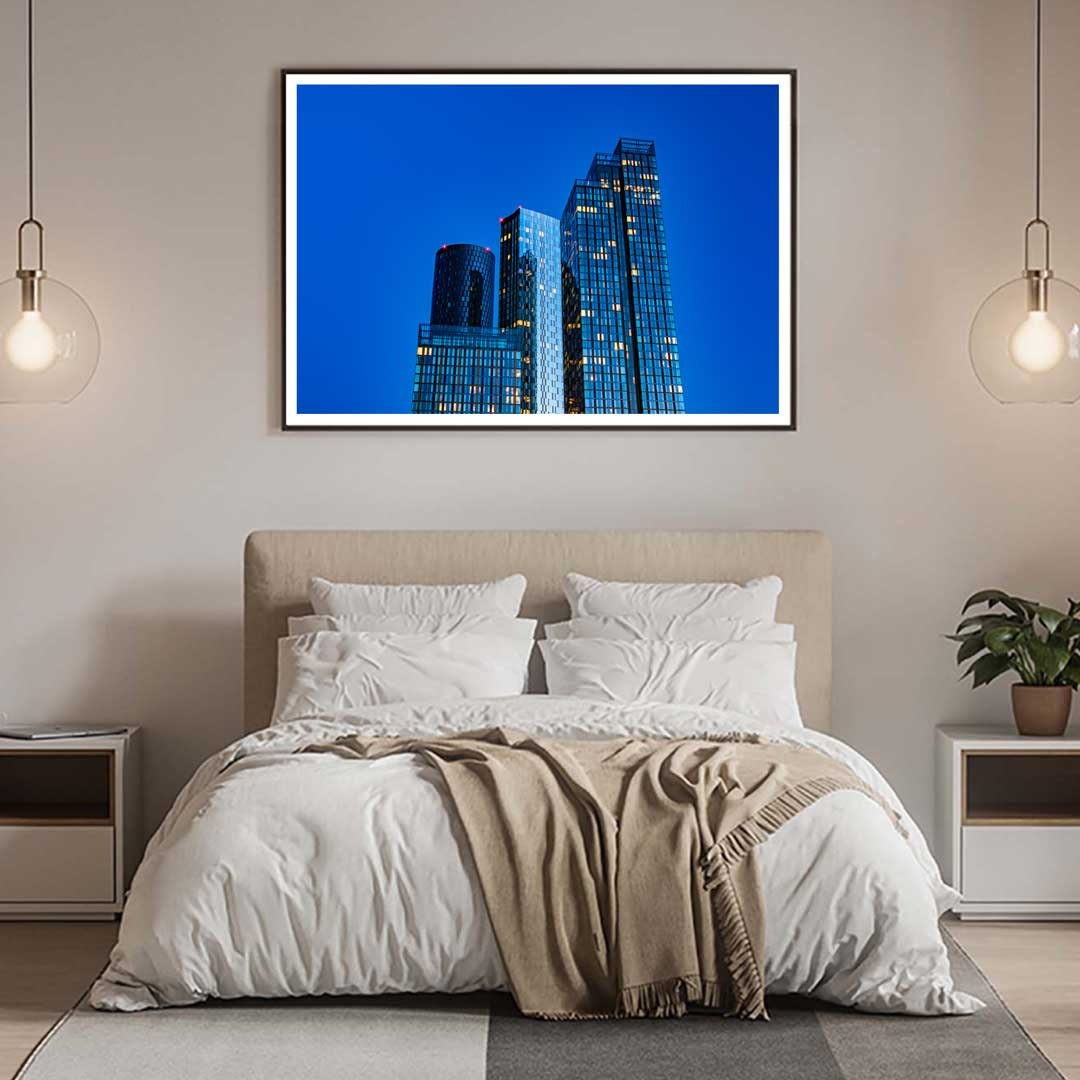 Blue Cityscape, Manchester Contemporary Modern Photography, Urban Industrial Architecture Print, Unframed, Print Art, Wall Decor,