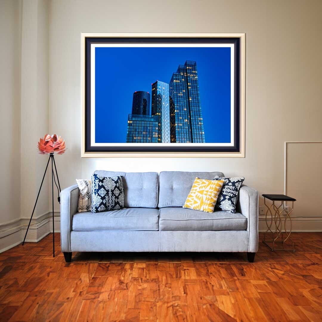 Blue Cityscape, Manchester Contemporary Modern Photography, Urban Industrial Architecture Print, Unframed, Print Art, Wall Decor,