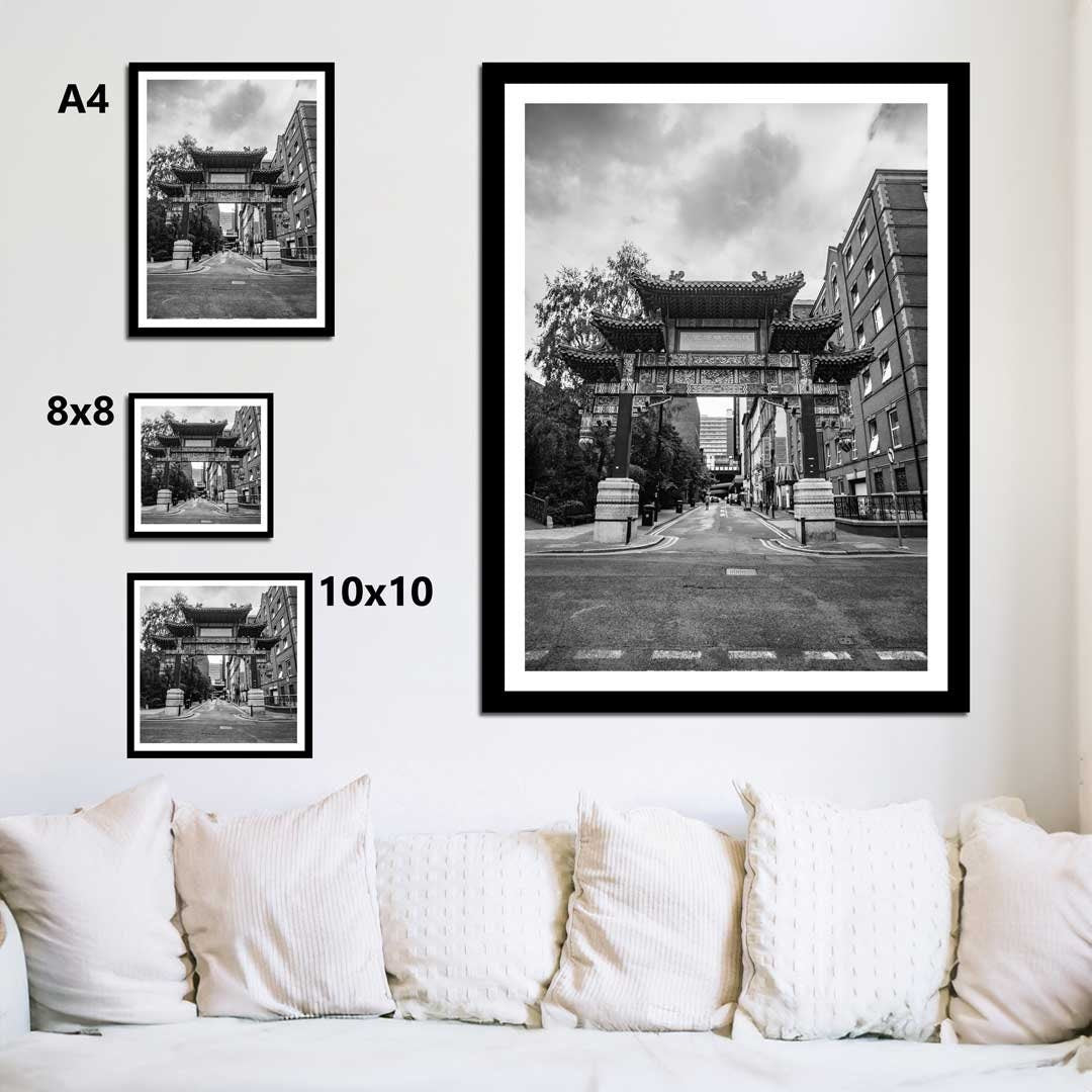 Black and White Manchester Urban Industrial Architecture Print, Contemporary Modern Photography, China Town, Wall Decor, Living Room Art