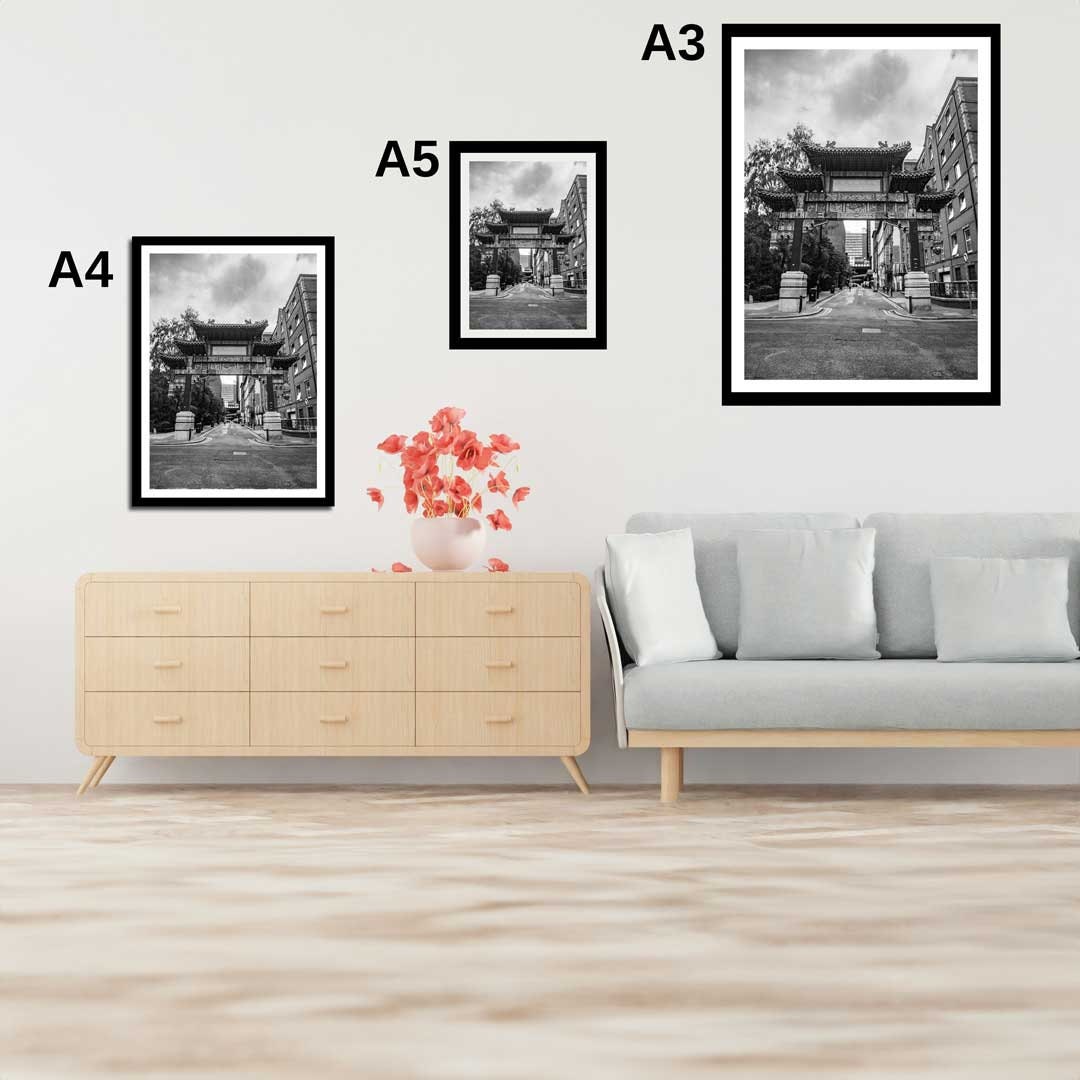 Black and White Manchester Urban Industrial Architecture Print, Contemporary Modern Photography, China Town, Wall Decor, Living Room Art