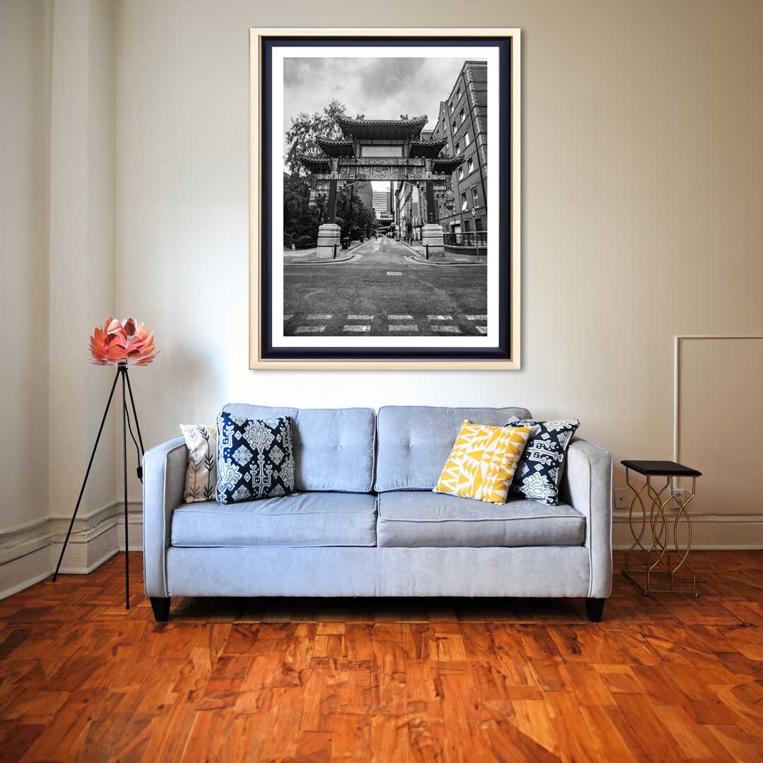 Black and White Manchester Urban Industrial Architecture Print, Contemporary Modern Photography, China Town, Wall Decor, Living Room Art