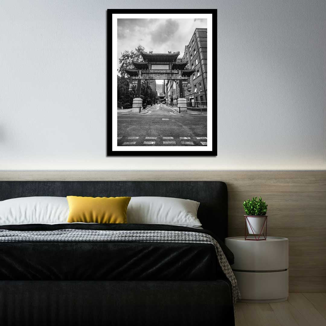 Black and White Manchester Urban Industrial Architecture Print, Contemporary Modern Photography, China Town, Wall Decor, Living Room Art
