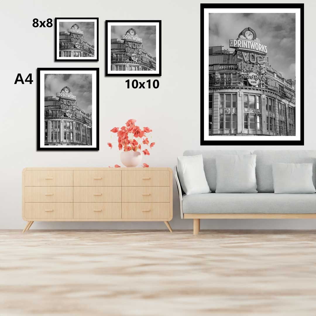 Black and White Manchester Urban Industrial Architecture Print, Contemporary Modern Photography, Printworks, Wall Decor, Living Room Art