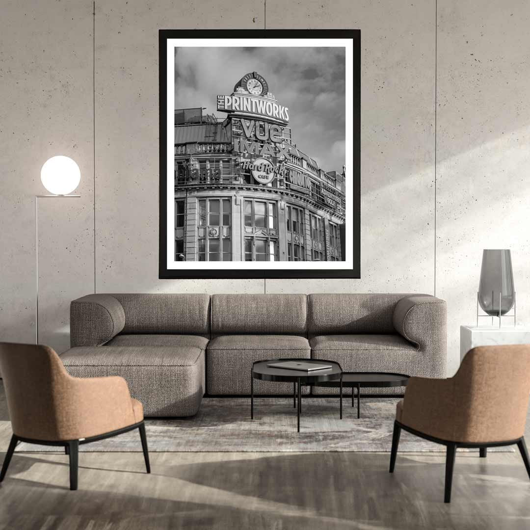 Black and White Manchester Urban Industrial Architecture Print, Contemporary Modern Photography, Printworks, Wall Decor, Living Room Art