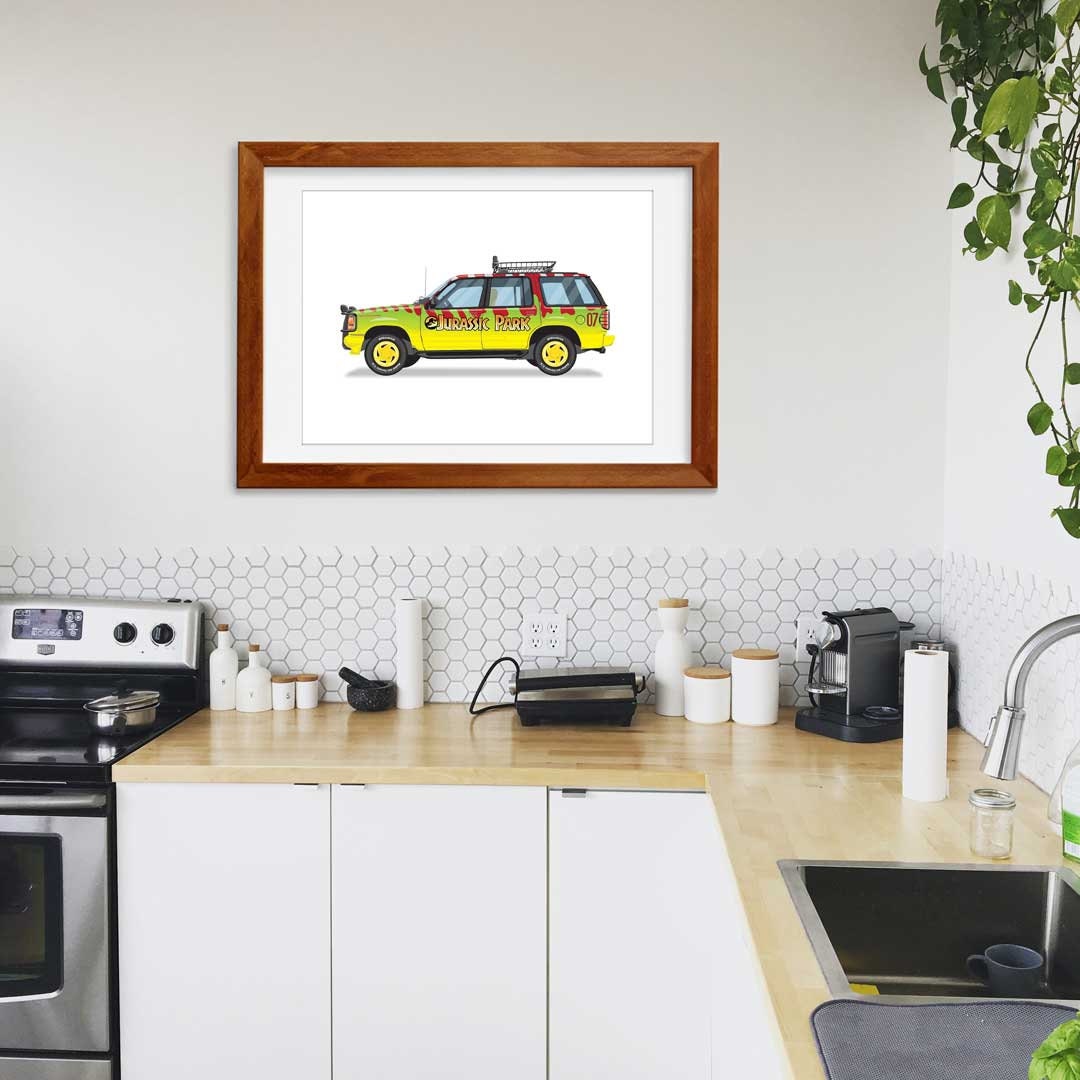 Jurassic Park Explorer Vehicle - Car Illustration, Handmade Artwork Print, Wall Art, Poster