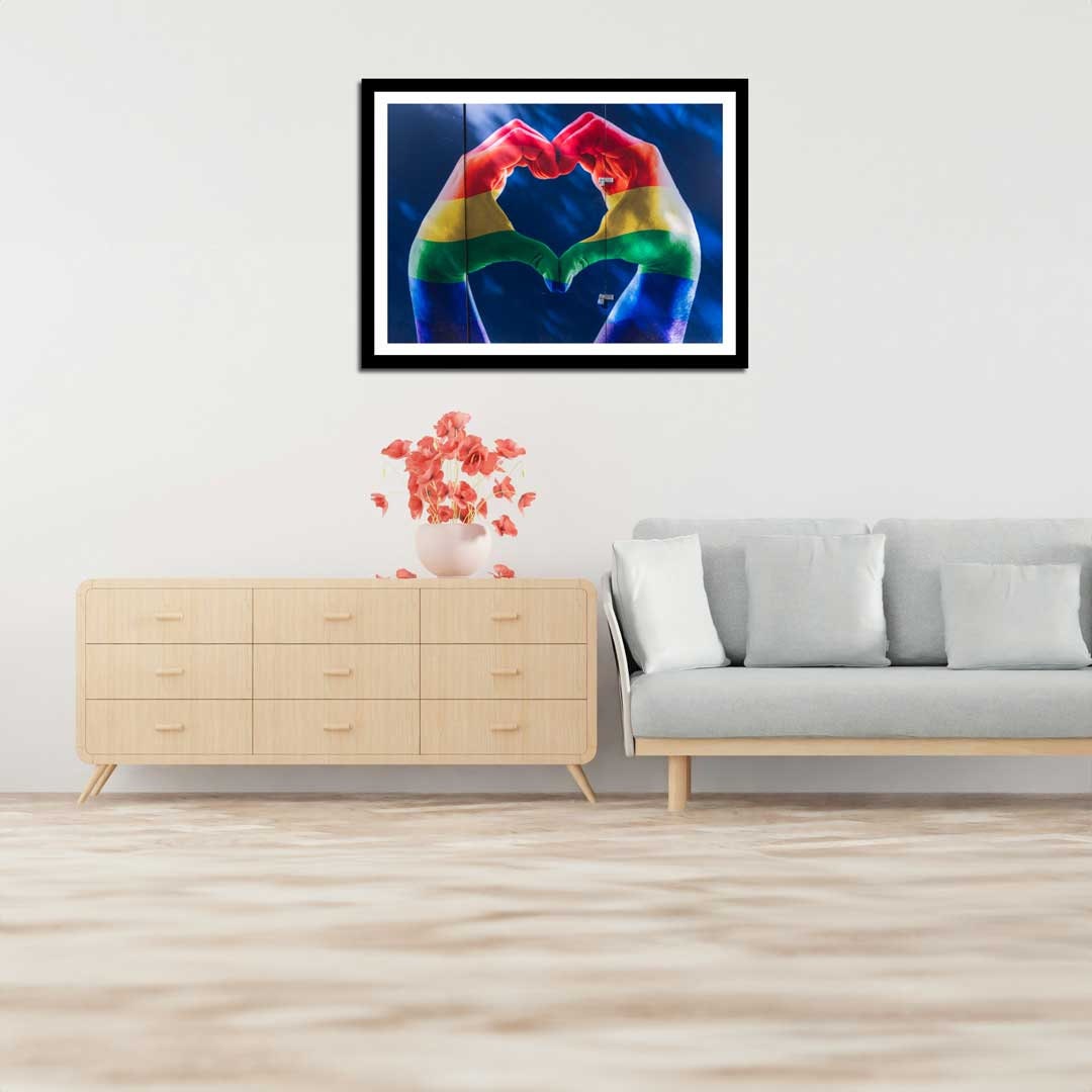 Pride Love Heart Hands LGBTQ+ Celebration Décor Photography Print, Equality Home Gift Rainbow Themed print, Fine Art, Wall Art Print