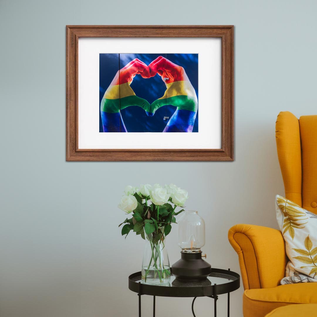 Pride Love Heart Hands LGBTQ+ Celebration Décor Photography Print, Equality Home Gift Rainbow Themed print, Fine Art, Wall Art Print