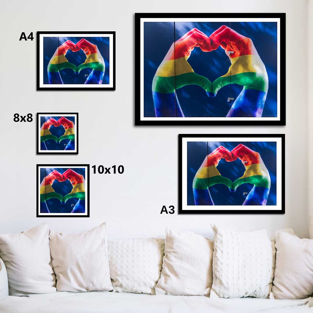 Pride Love Heart Hands LGBTQ+ Celebration Décor Photography Print, Equality Home Gift Rainbow Themed print, Fine Art, Wall Art Print