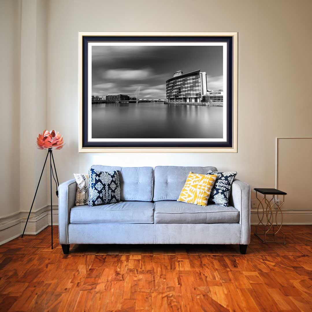 The Quays Salford Quays Manchester in Black and White, Media City, Manchester Photographic Print, Architectural Urban Art Photography