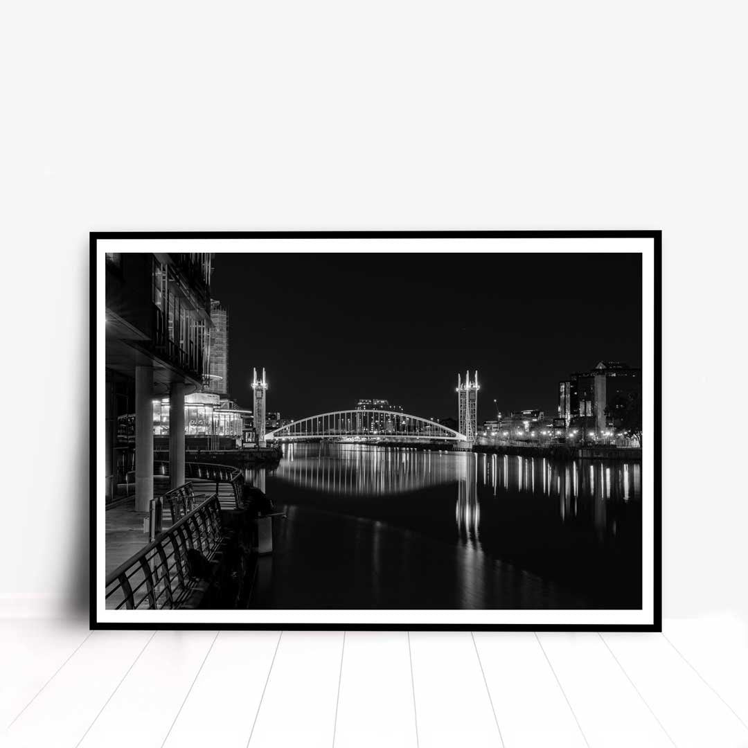 The Millennium Bridge in Black and White, Media City, Salford Quays Manchester, Manchester Photographic Print, Urban Photography