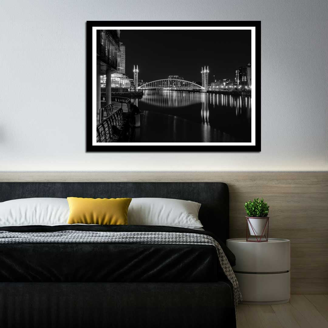 The Millennium Bridge in Black and White, Media City, Salford Quays Manchester, Manchester Photographic Print, Urban Photography