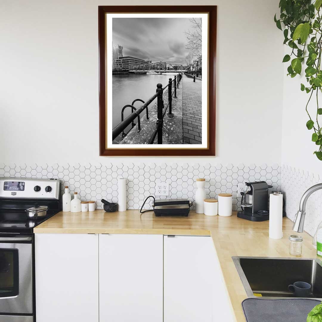 Iron Bridge Media City in Black and White, Salford Quays Manchester, Manchester Photographic Print, Architectural Urban Art Photography
