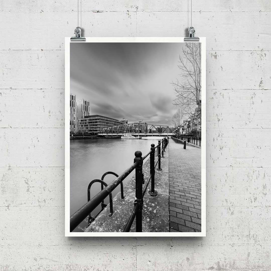 Iron Bridge Media City in Black and White, Salford Quays Manchester, Manchester Photographic Print, Architectural Urban Art Photography