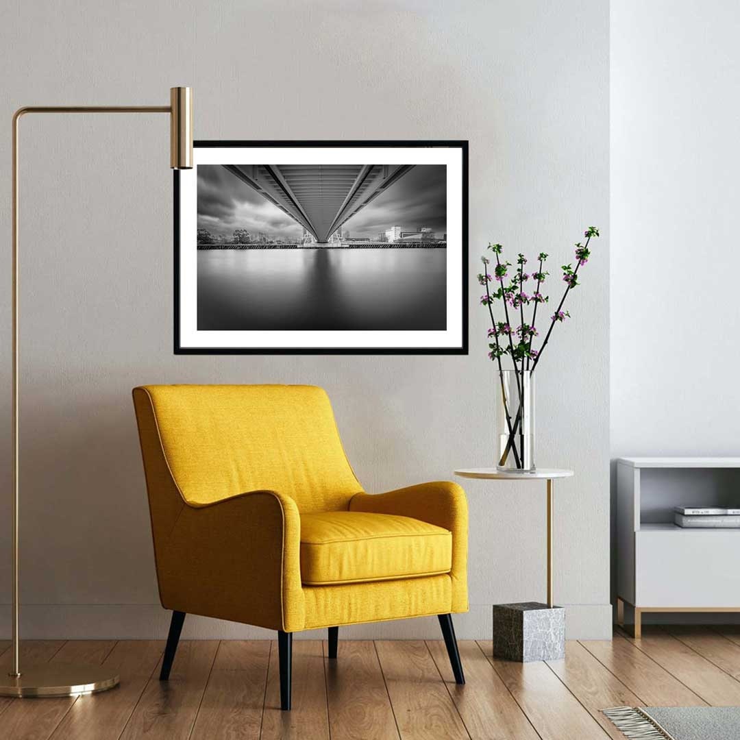 Under the Bridge, Salford Quays Manchester in Black and White, Media City, Manchester Photographic Print, Architecture Photography