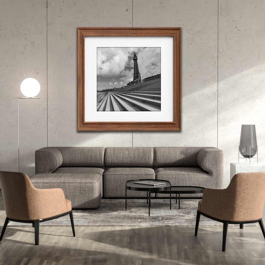 Black and White Blackpool Square Print, Landscape Photography Prints, Wall Art