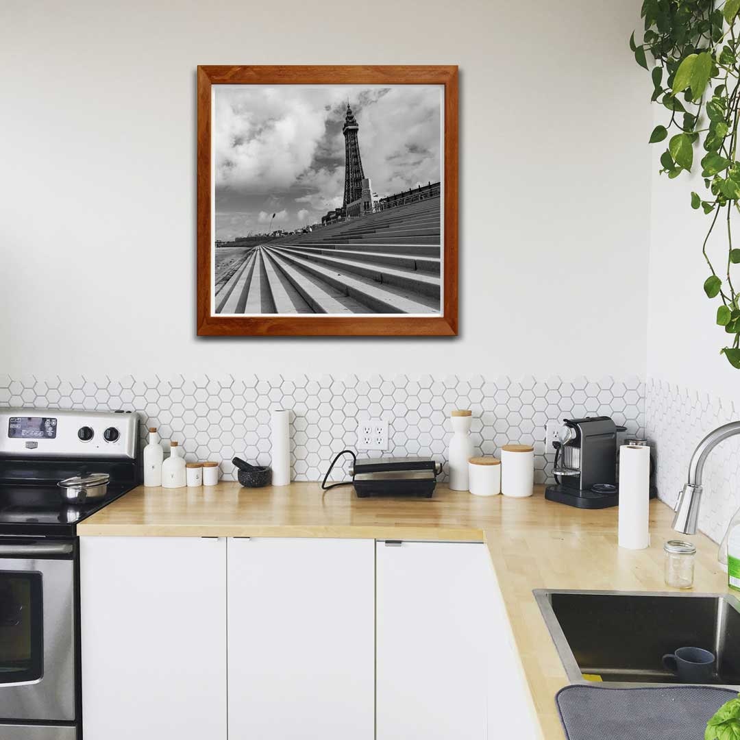 Black and White Blackpool Square Print, Landscape Photography Prints, Wall Art