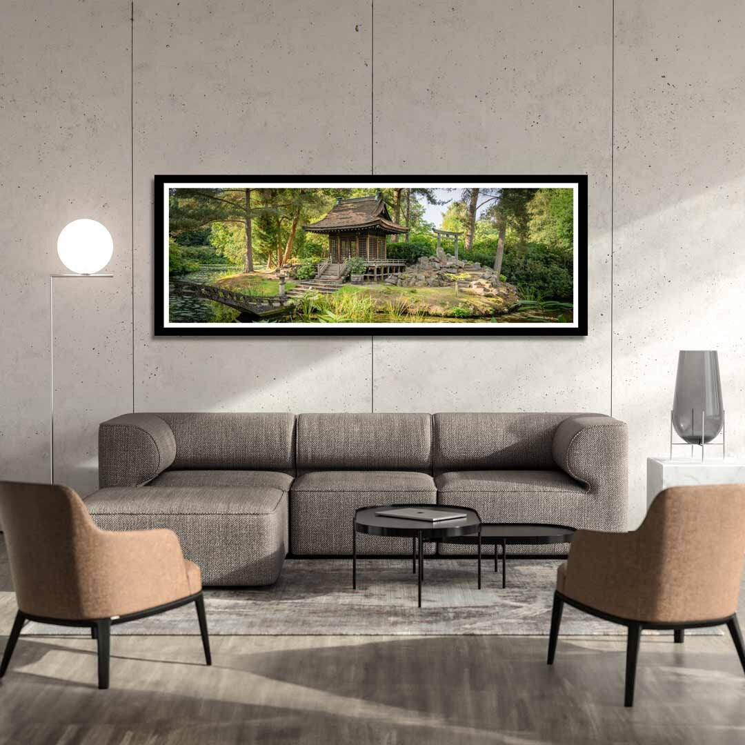 Japanese Peace Garden Panoramic, Landscape Photography Prints, Wall Art