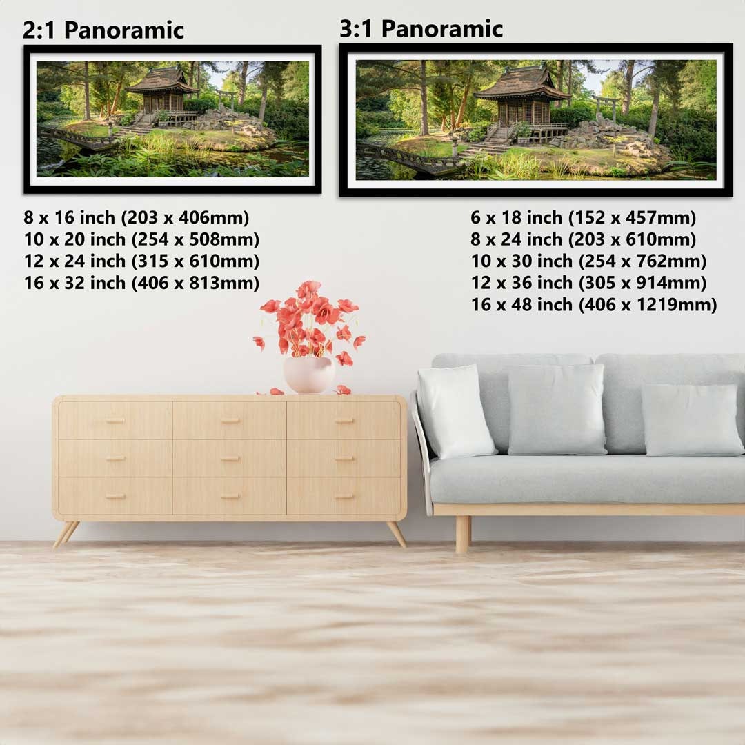 Japanese Peace Garden Panoramic, Landscape Photography Prints, Wall Art