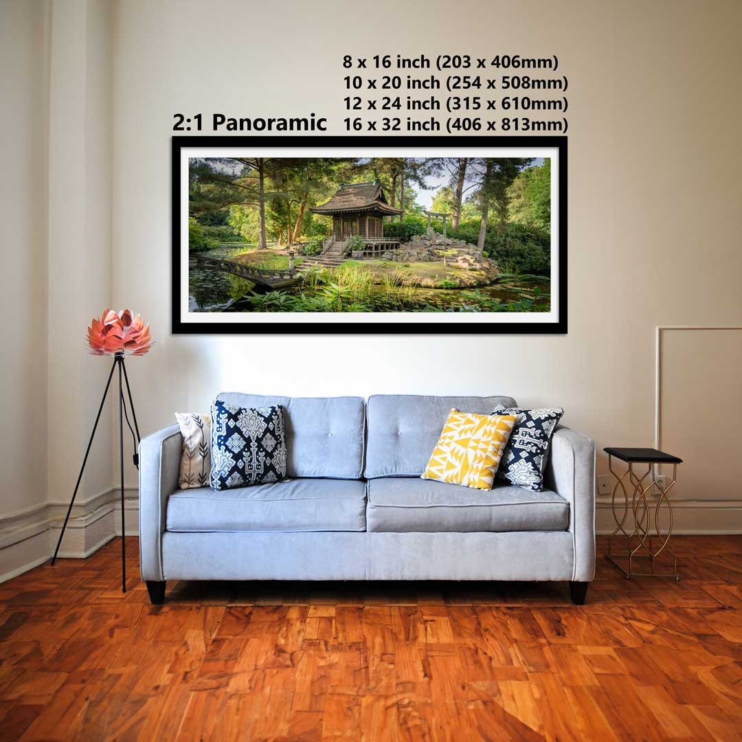 Japanese Peace Garden Panoramic, Landscape Photography Prints, Wall Art