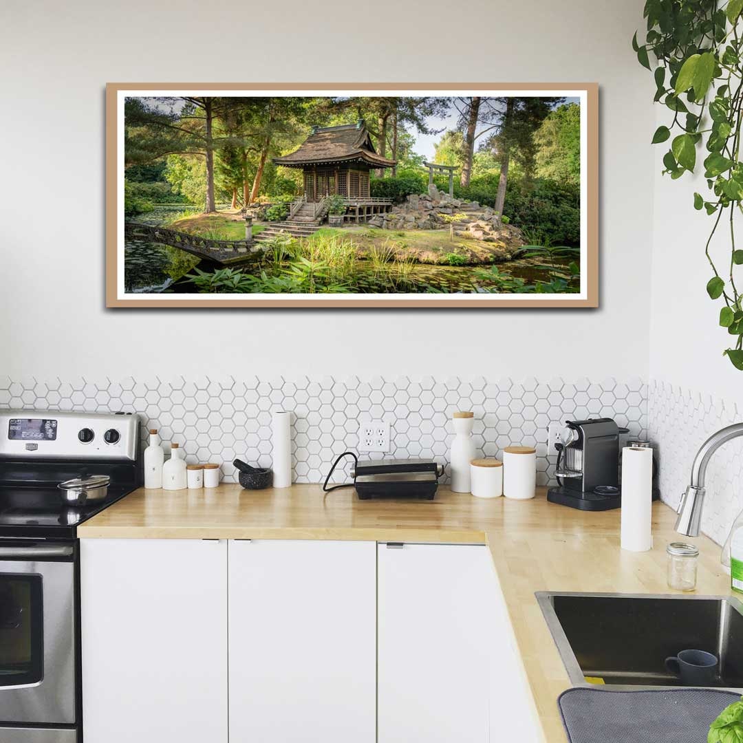 Japanese Peace Garden Panoramic, Landscape Photography Prints, Wall Art