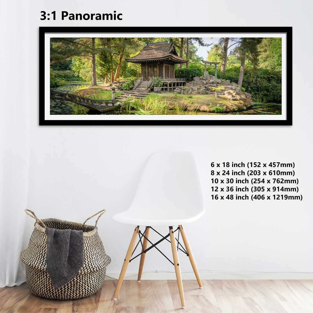 Japanese Peace Garden Panoramic, Landscape Photography Prints, Wall Art