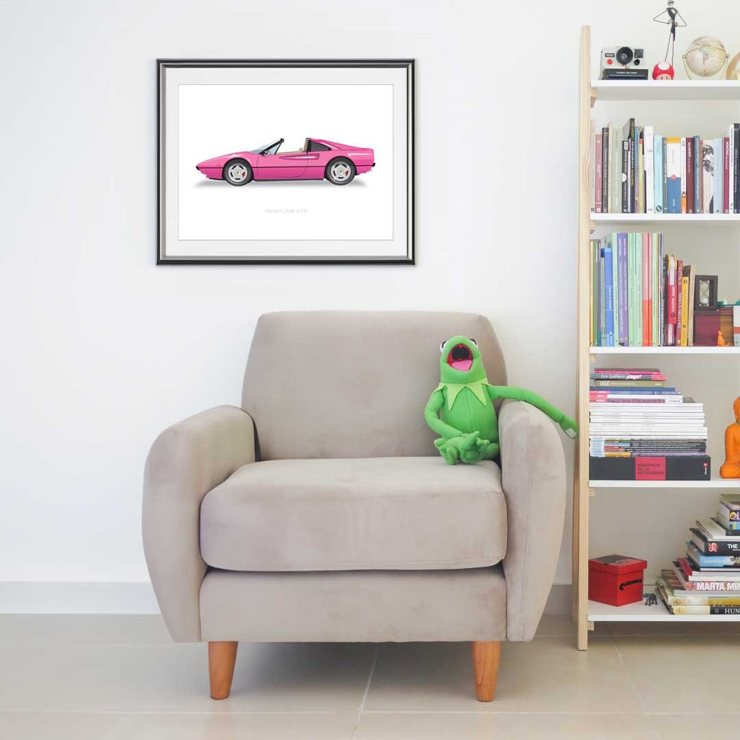 Ferrari 308 GTS - Magnum PI Car - Car Illustration, Handmade Artwork Print, Wall Art, Poster