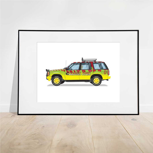 Jurassic Park Explorer Vehicle - Car Illustration, Handmade Artwork Print, Wall Art, Poster