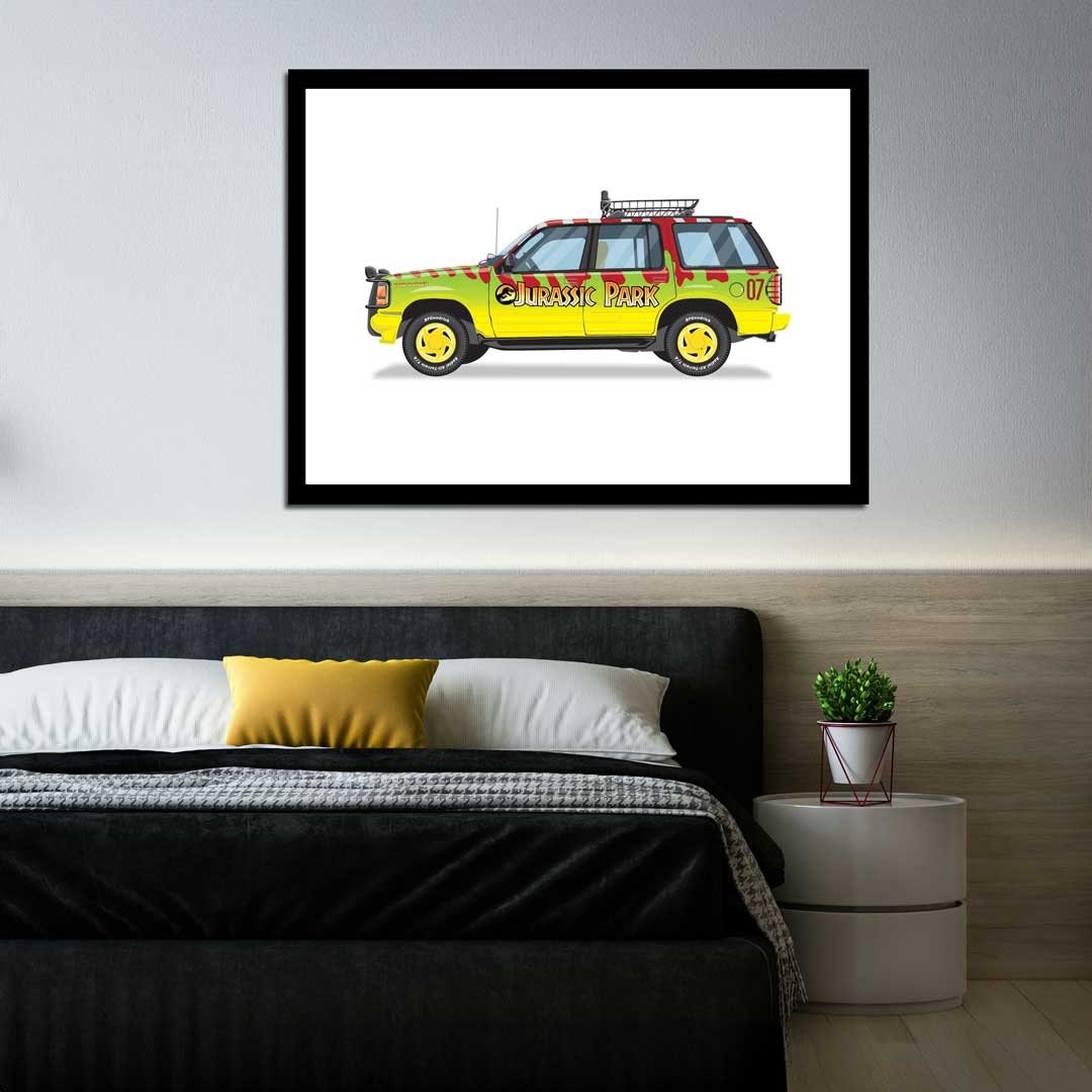 Jurassic Park Explorer Vehicle - Car Illustration, Handmade Artwork Print, Wall Art, Poster