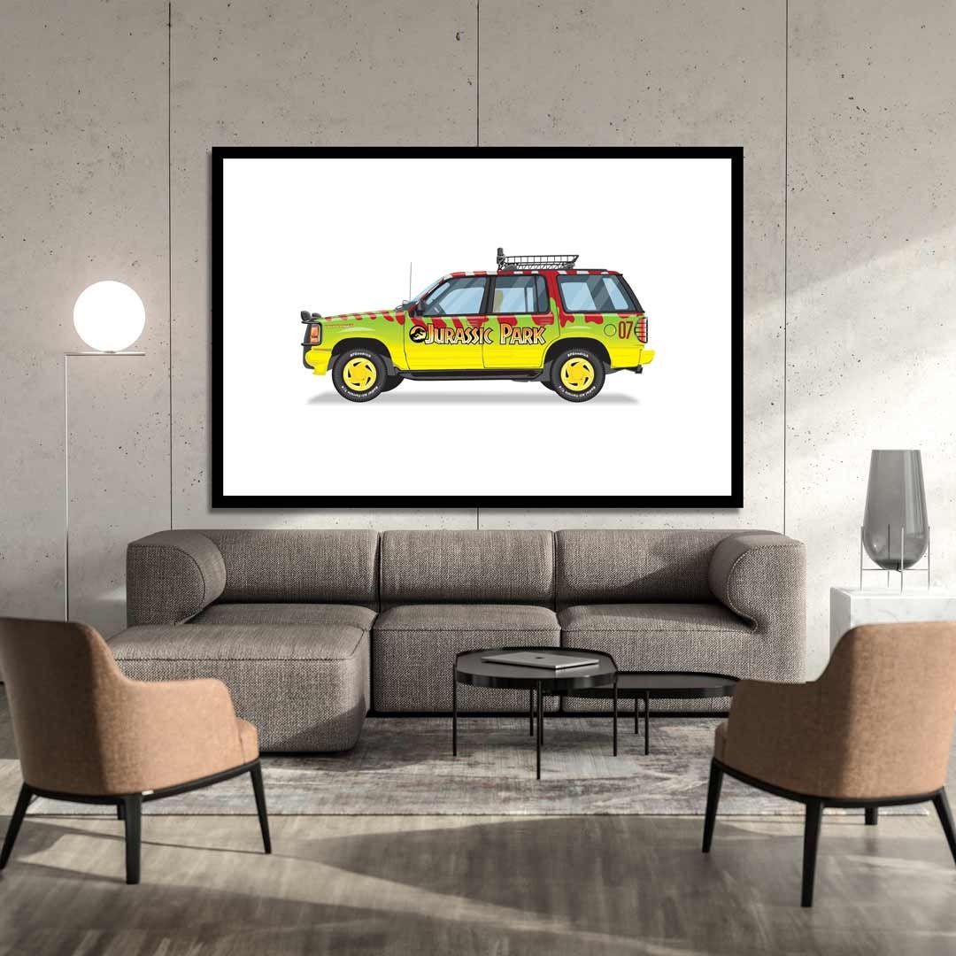 Jurassic Park Explorer Vehicle - Car Illustration, Handmade Artwork Print, Wall Art, Poster