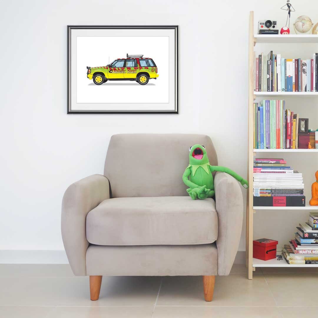 Jurassic Park Explorer Vehicle - Car Illustration, Handmade Artwork Print, Wall Art, Poster